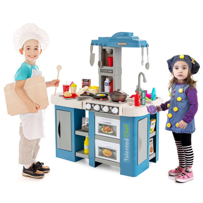 67 Pieces Play Kitchen Set for Kids with Food and Realistic Lights and Sounds