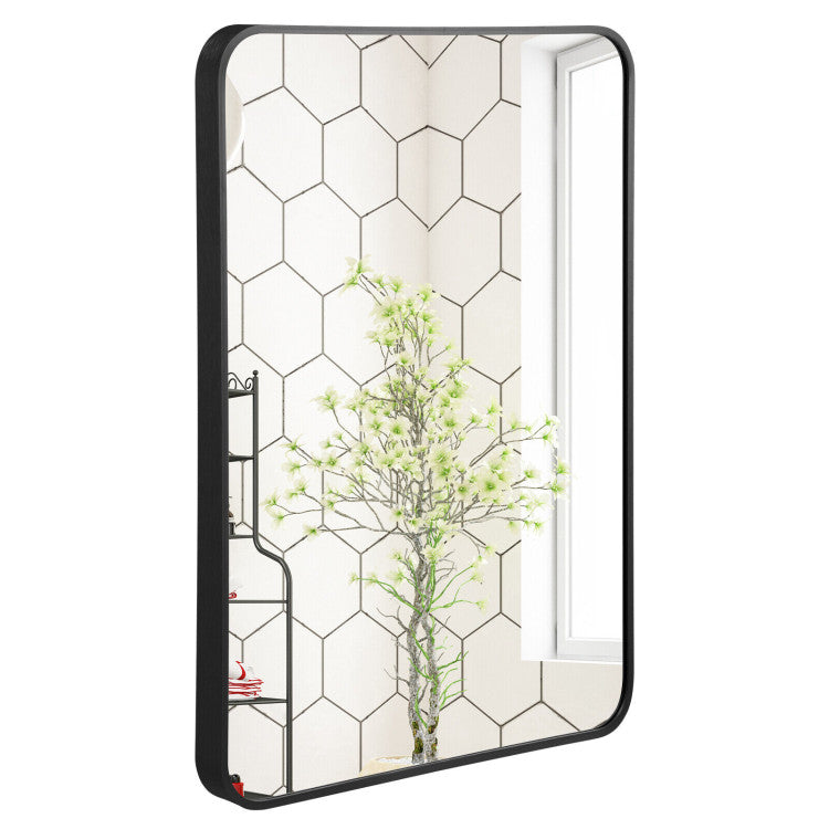 Metal Framed Bathroom Mirror with Rounded Corners