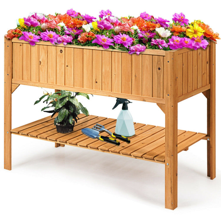 Wooden Elevated Planter Box Shelf Suitable for Garden Use