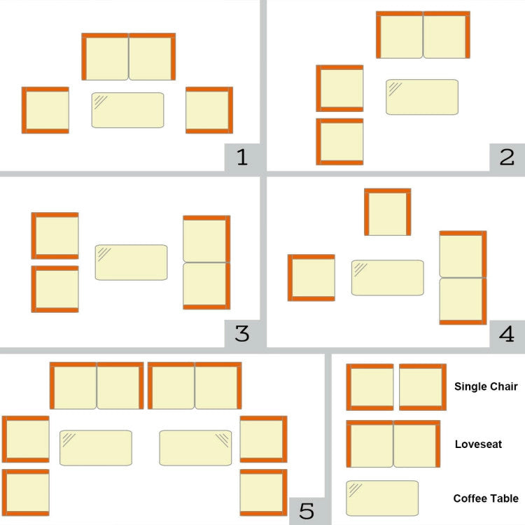 4 Pieces Comfortable Outdoor Rattan Sofa Set with Glass Coffee Table