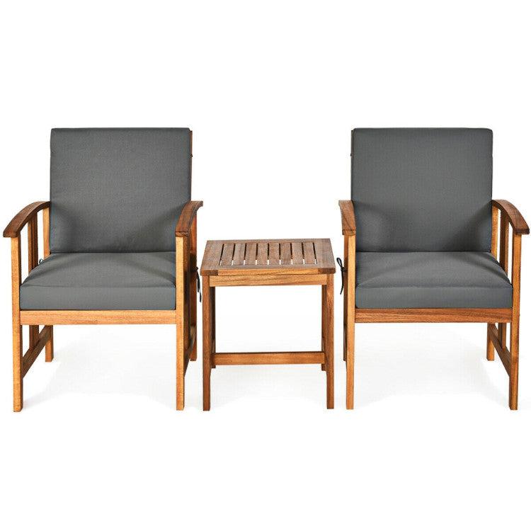 3-Piece Solid Wood Outdoor Sofa Furniture Set