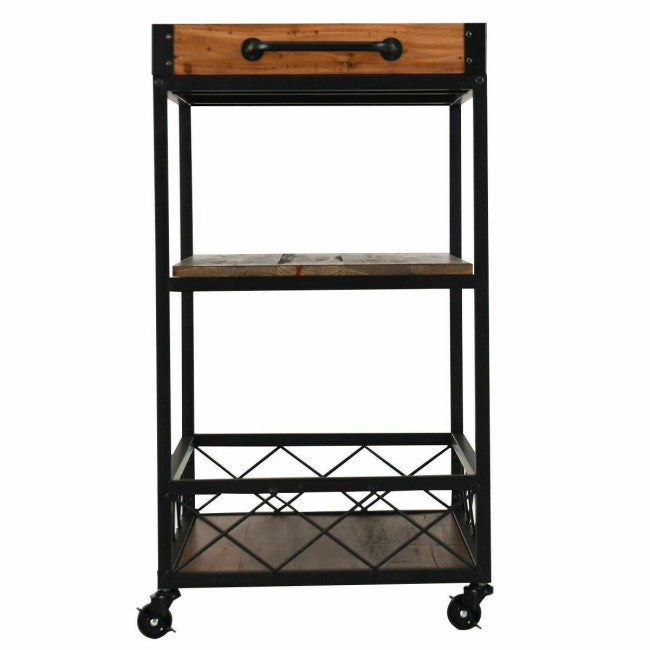 3 Tier Serving Dining Storage Shelf Rolling Kitchen Trolley