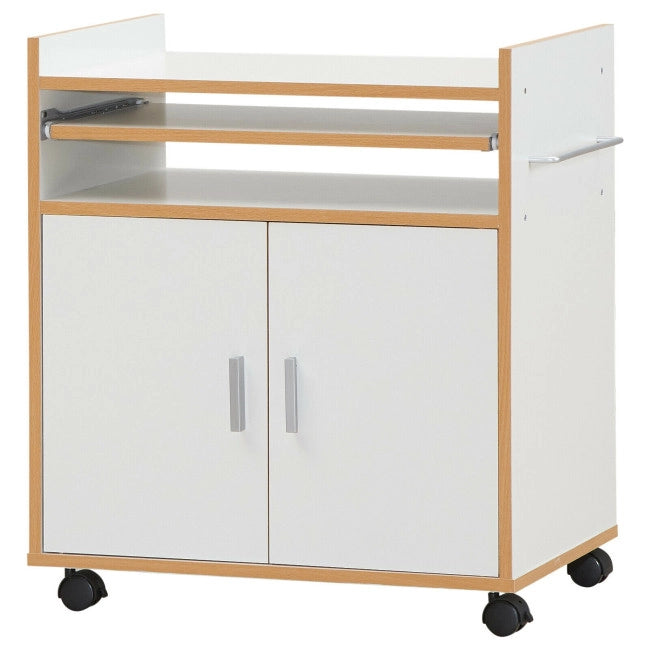 Rolling Kitchen Trolley Microwave Cart Storage Cabinet with Removable Shelf