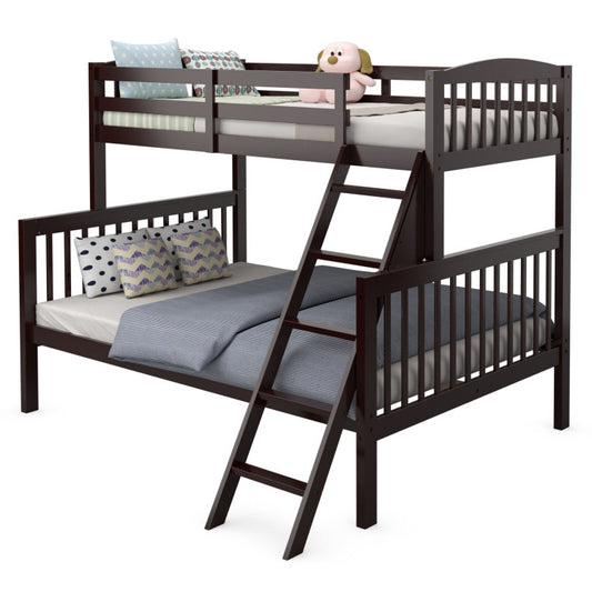 Twin Over Full Bunk Bed with Ladder and Guardrail