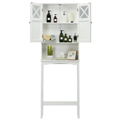 2-door Over The Toilet Bathroom Storage Cabinet with Adjustable Shelf