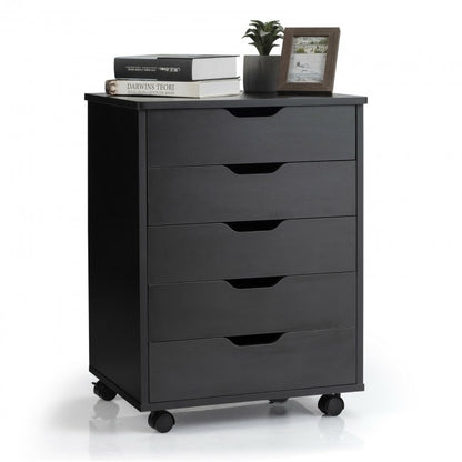 5 Drawer Mobile Lateral Filing Storage Floor Cabinet with Wheels