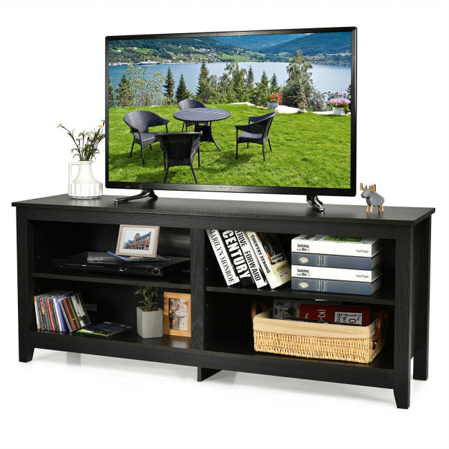 4-Cubby TV Stand Media Console for TV's up to 65 Inch with 3-Position Height Adjustable Shelf