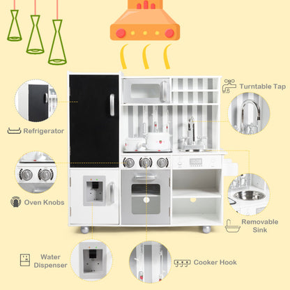 Costway Wooden Pretend Play Kitchen Sets with Simulated Sound