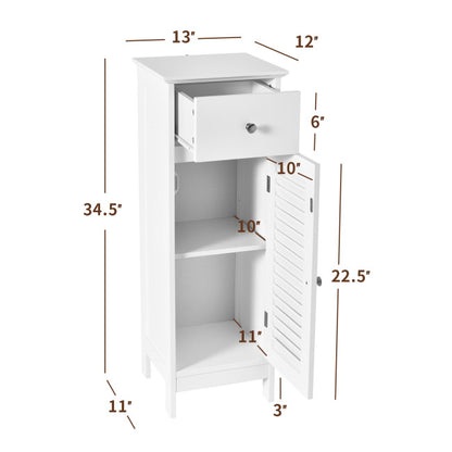 Wooden Bathroom Floor Storage Cabinet with Drawer and Shutter Door