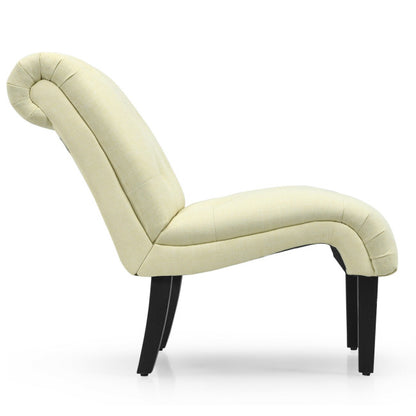 Upholstered Tufted Lounge Chair with Wood Leg