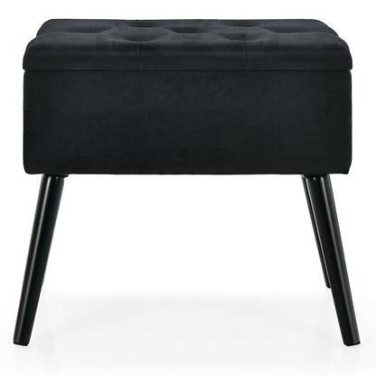 Velvet Storage Ottoman with Solid Wood Legs for Living Room Bedroom