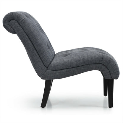 Upholstered Tufted Lounge Chair with Wood Leg