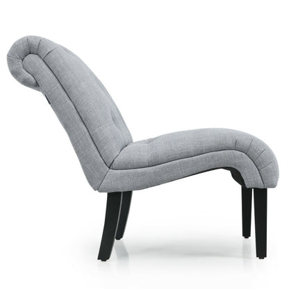 Upholstered Tufted Lounge Chair with Wood Leg