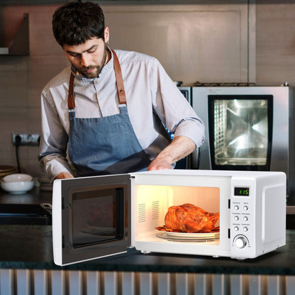 700W Retro Countertop Microwave Oven with 5 Micro Power and Auto Cooking Function