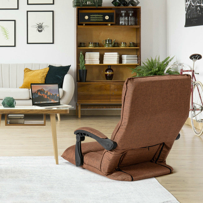 14-Position Floor Chair Lazy Sofa with Adjustable Back Headrest Waist