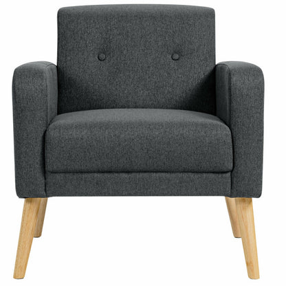 Modern Accent Chair Upholstered Linen Armchair with Rubber Wood Legs