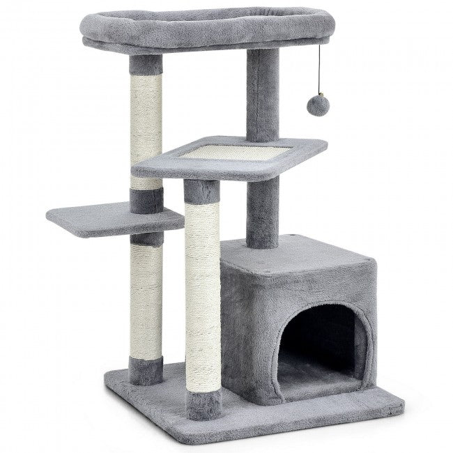 Cat Tree with Perch and Hanging Ball for Indoor Activity Play and Rest