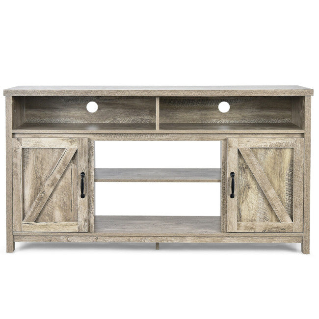 59 Inch TV Stand Media Center Console Cabinet with Barn Door for TV's 65 Inch