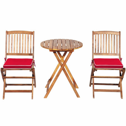 3-Piece Patio Folding Bistro Set with Padded Cushion and Round Coffee Table