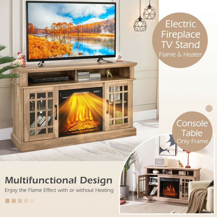 48 Inch Fireplace TV Stand with 1400W Electric Fireplace for TVs up to 50 Inch