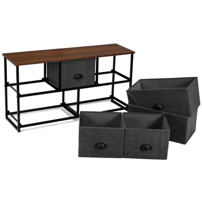 Wood Dresser Storage Organizer Unit Side Table Display