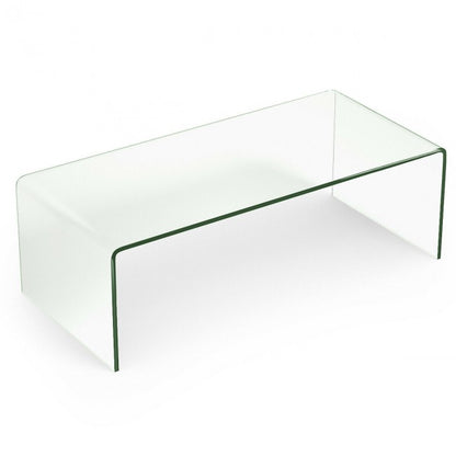 42 x 19.7 Inch Clear Tempered Glass Coffee Table with Rounded Edges