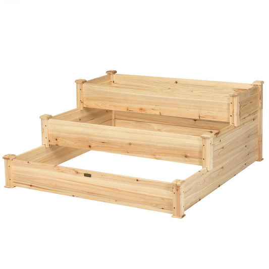 3-Tier Elevated Wooden Vegetable Garden Bed