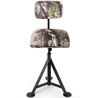 Swivel Hunting Chair Tripod Blind Stool with Detachable Backrest