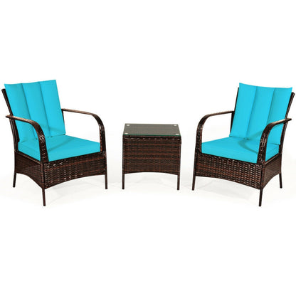 3 Pieces Patio Conversation Rattan Furniture Set