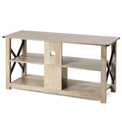 Modern Farmhouse TV Stand Entertainment Center for TV's up to 55-Inch with Open Shelves