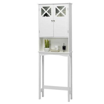 2-door Over The Toilet Bathroom Storage Cabinet with Adjustable Shelf