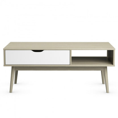 Coffee Cocktail Accent Table with Drawer and Storage Shelf