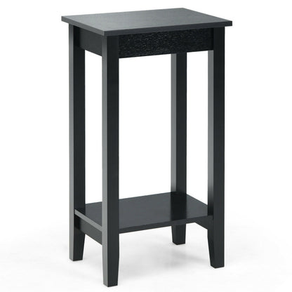 2-Tier Nightstand End Side Wooden Legs Table for Bedroom