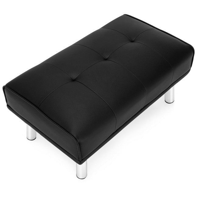 Ottoman Footrest Stool PU Leather Seat with Metal Legs