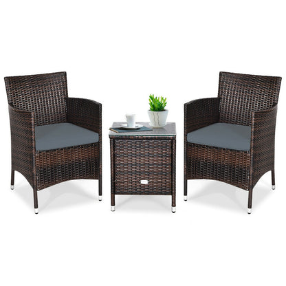 3-Piece Ergonomic Wicker Patio Conversation Set