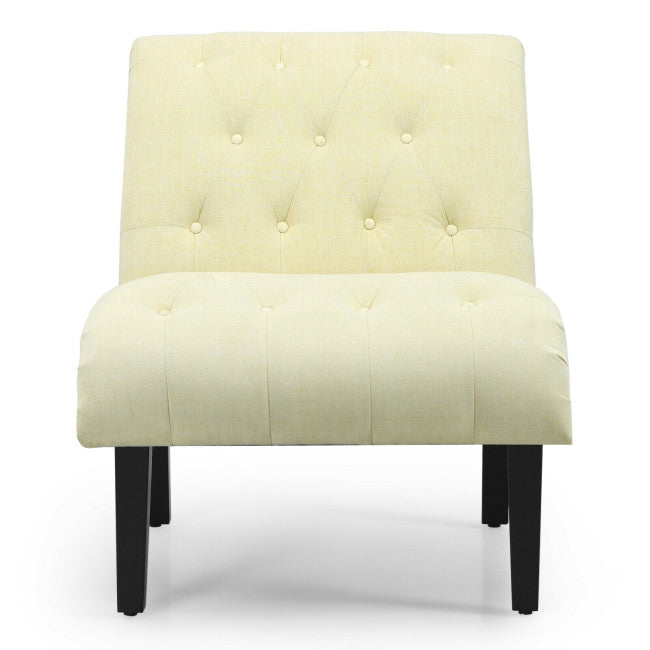 Upholstered Tufted Lounge Chair with Wood Leg