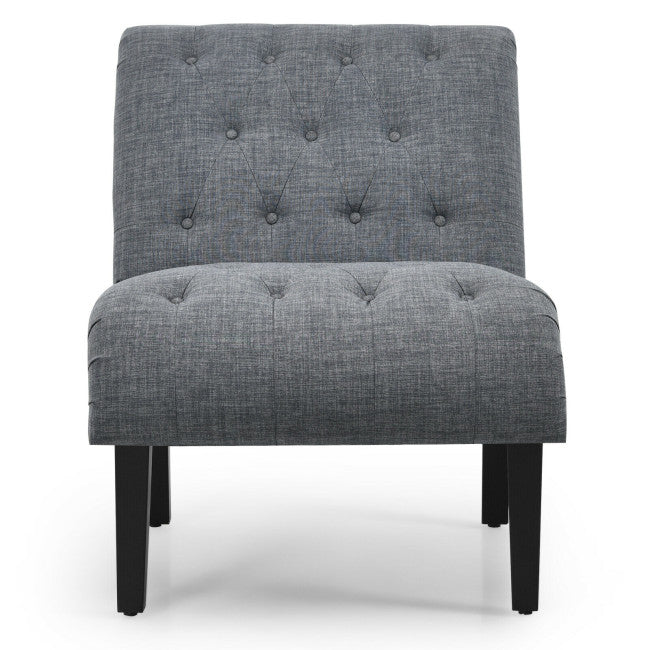 Upholstered Tufted Lounge Chair with Wood Leg