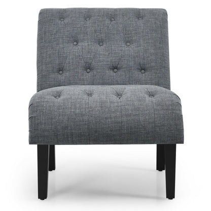 Upholstered Tufted Lounge Chair with Wood Leg