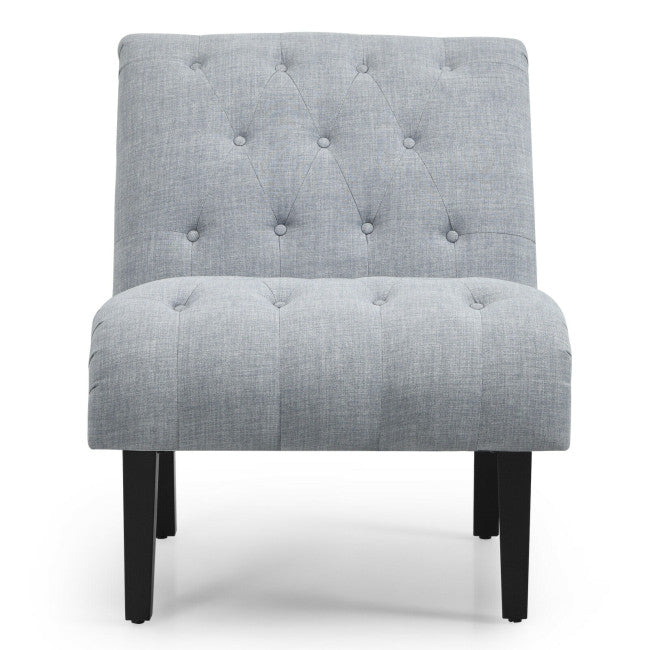 Upholstered Tufted Lounge Chair with Wood Leg