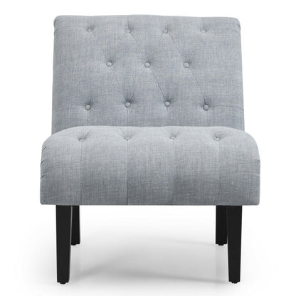 Upholstered Tufted Lounge Chair with Wood Leg