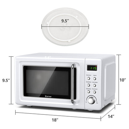 700W Retro Countertop Microwave Oven with 5 Micro Power and Auto Cooking Function