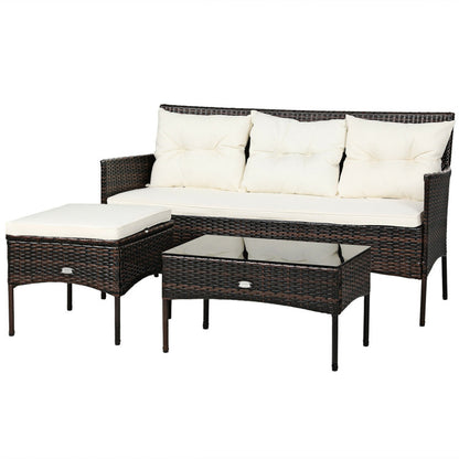 3-Piece Patio Furniture Sectional Set with 5 Cozy Seats and Back Cushions