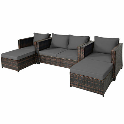 5 Pieces Patio Cushioned Rattan Furniture Set