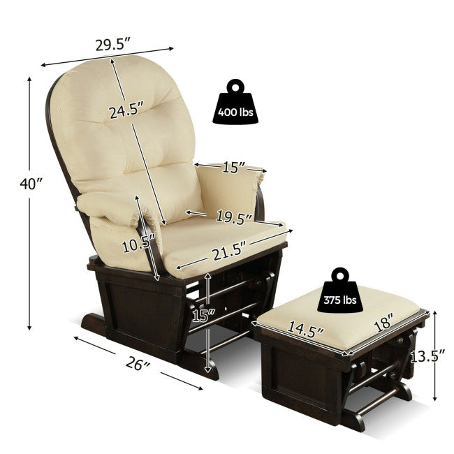 Baby Nursery Wooden Rocking Chair with Armrests and Cushion