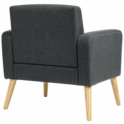 Modern Accent Chair Upholstered Linen Armchair with Rubber Wood Legs