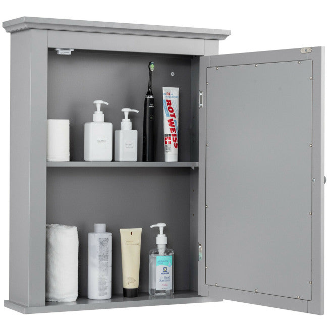 Bathroom Mirror Cabinet Wall Mounted Adjustable Shelf Medicine Storage