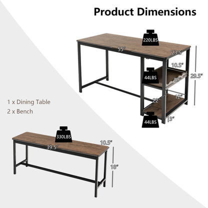 3 Pieces Dining Table Set with Wine Rack