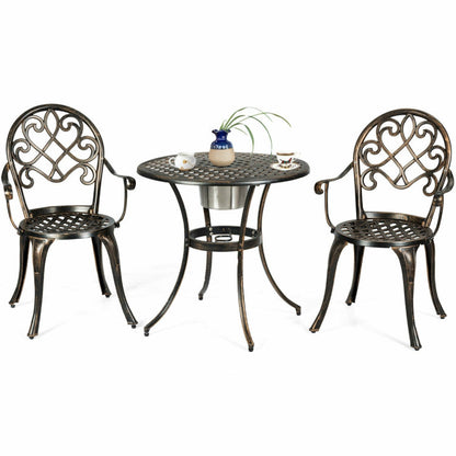 3-Piece Outdoor Set Patio Bistro with Attached Removable Ice Bucket