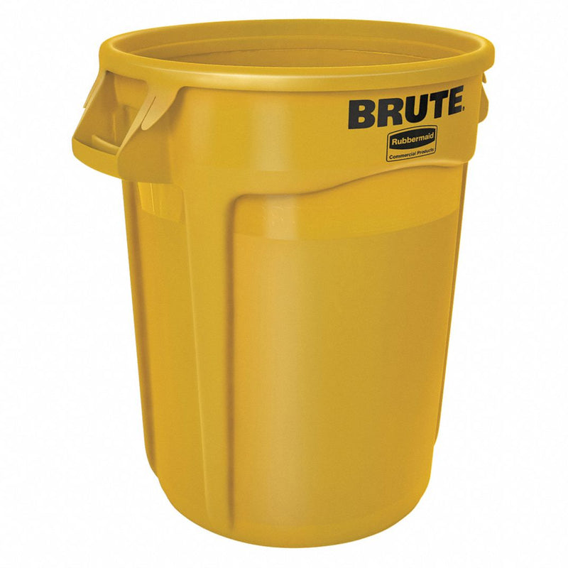 32 gal. Polyethylene Round Trash Can, Yellow