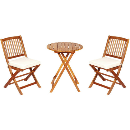 3-Piece Patio Folding Bistro Set with Padded Cushion and Round Coffee Table